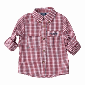 Basketball wear for kids Easy - to - wear Founders Kids Fishing Shirt - Winterberry Plaid