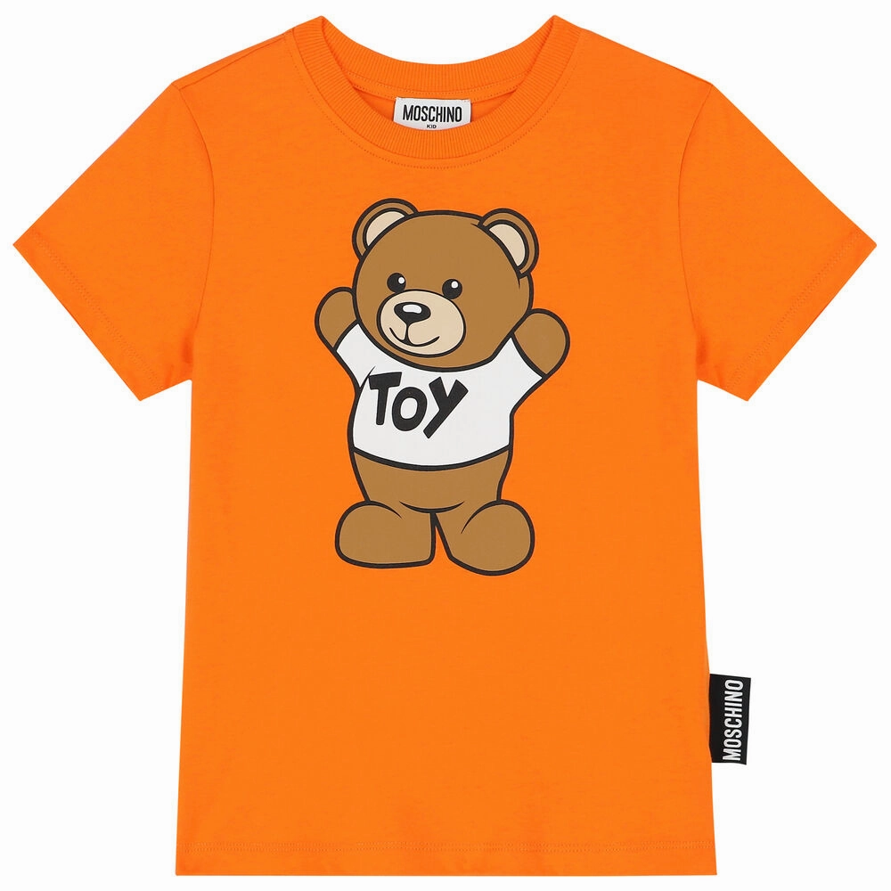 home Headwear Moschino Kids Teddy Bear Logo T-Shirt - Orange
