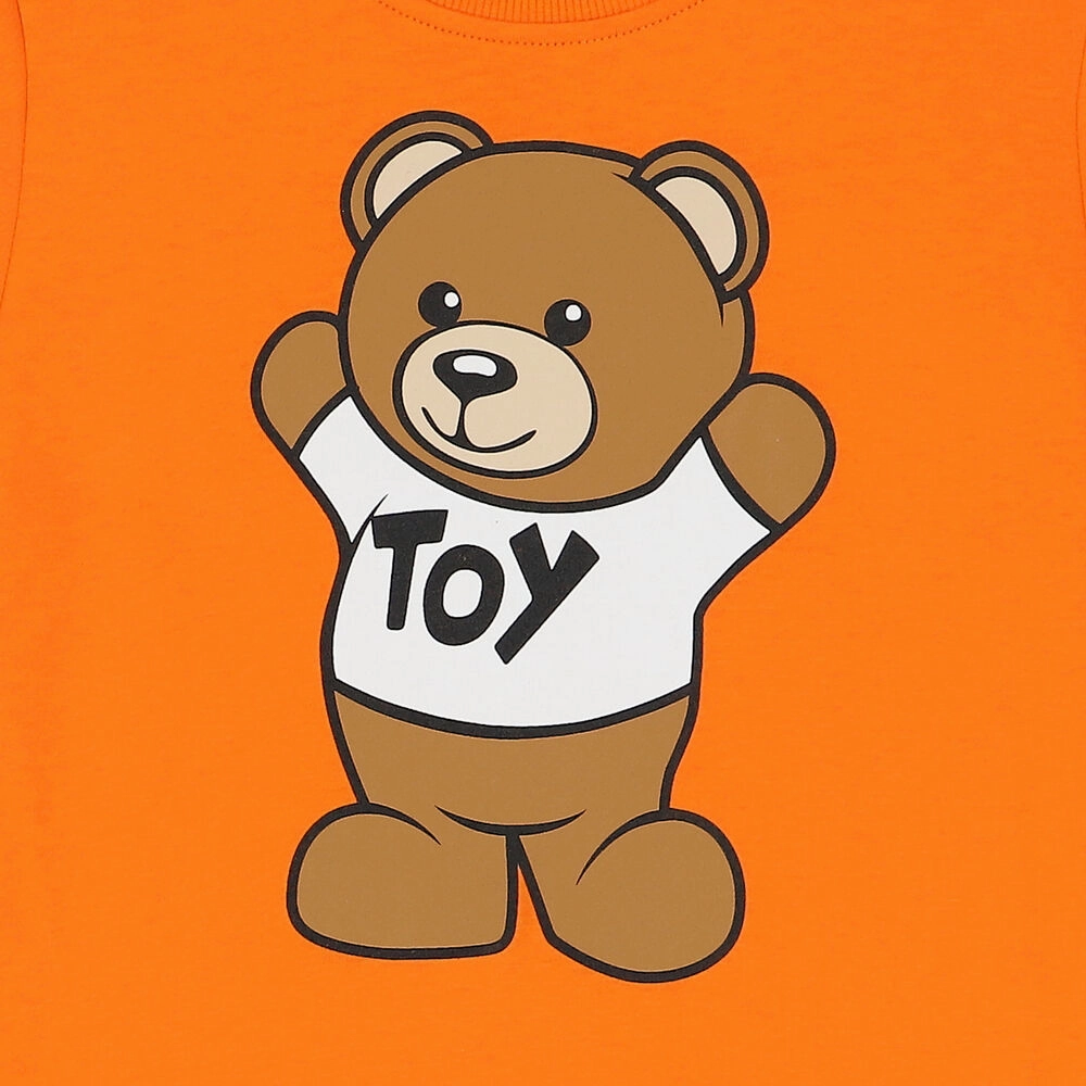 Stretchy Artsy Moschino Kids Teddy Bear Logo T-Shirt - Orange