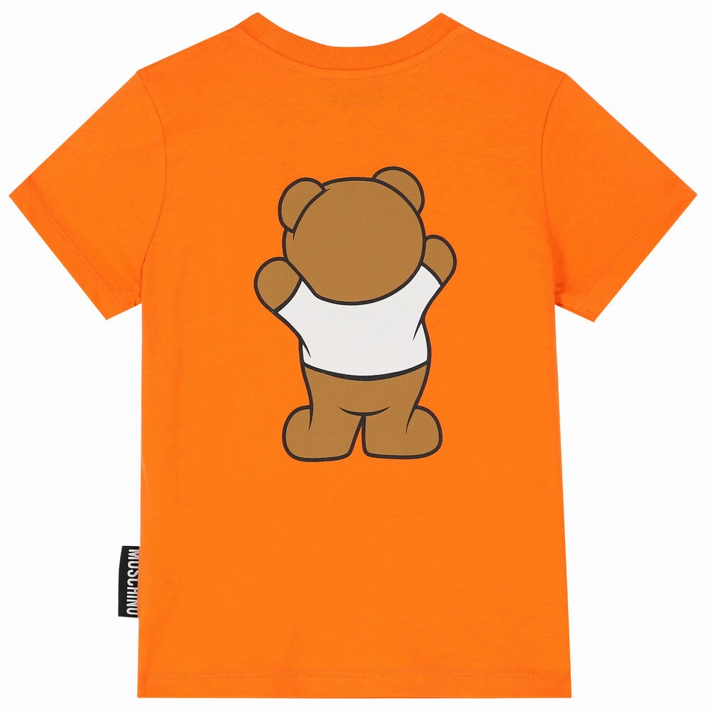 Lively Moschino Kids Teddy Bear Logo T-Shirt - Orange
