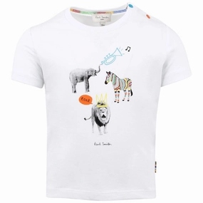Paul Smith Junior Rod T-Shirt in White Embroidered Space themed outfits for children