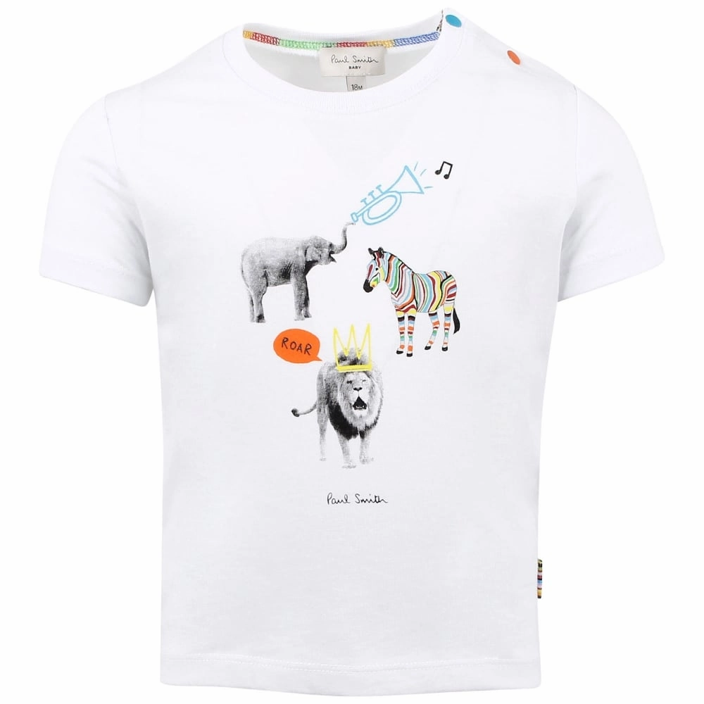 Paul Smith Junior Rod T-Shirt in White Embroidered Space themed outfits for children