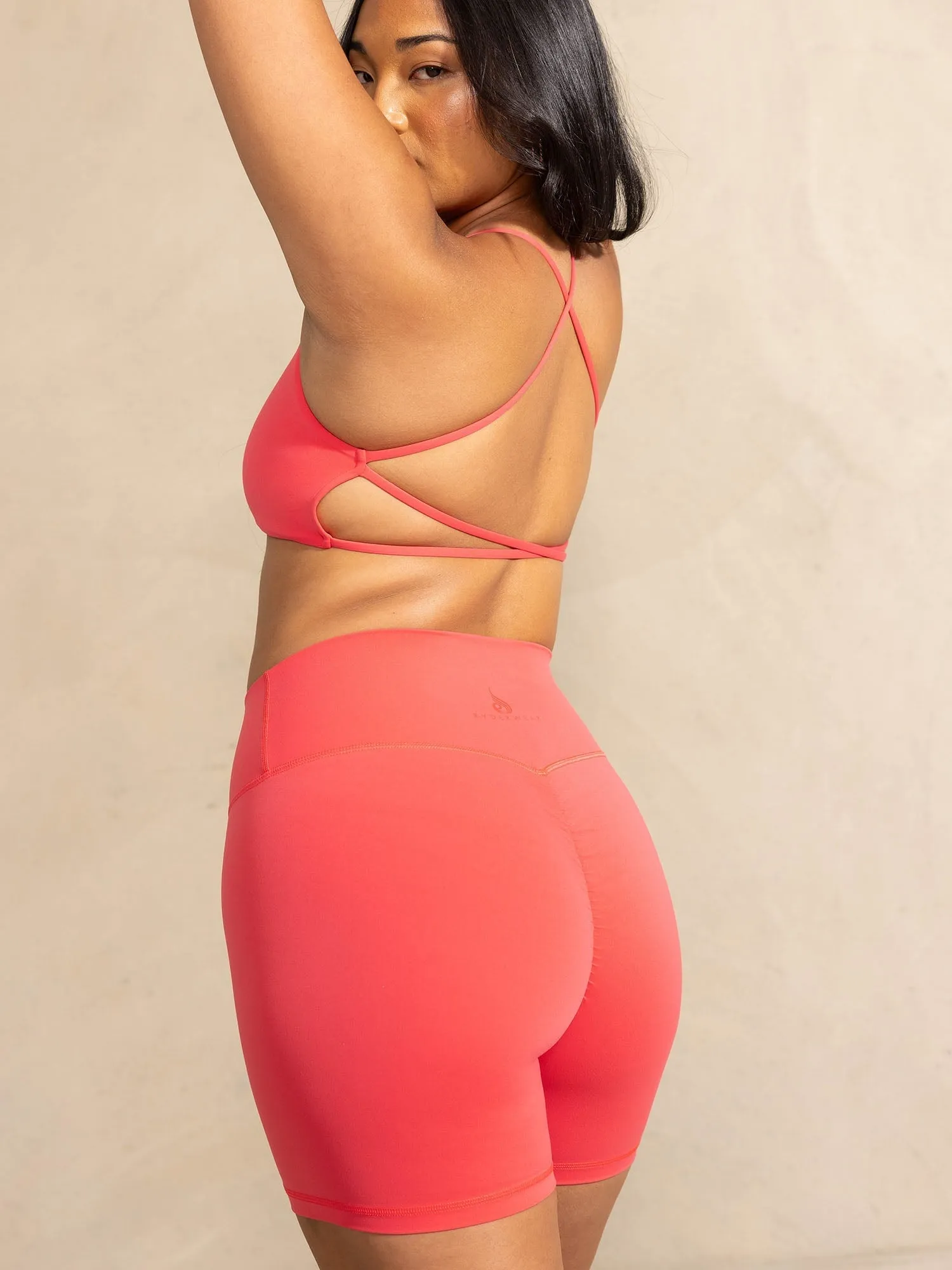 NKD High Waisted Scrunch Shorts - Neon Salmon Sleek Comfort BreathableWebbing