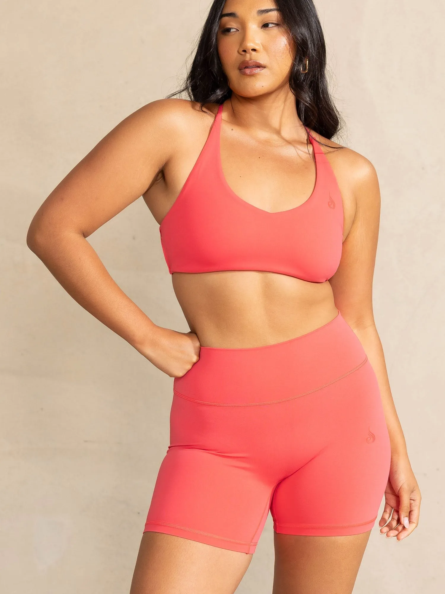 Quick Adjust Comfortable Cut NKD High Waisted Scrunch Shorts - Neon Salmon