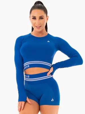 Freestyle Seamless Long Sleeve Crop - Blue ReinforcedShoulderConstruction Chic Tee