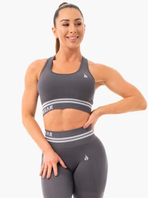 Freestyle Seamless Longline Sports Bra - Charcoal Fitness beginners Stretchable