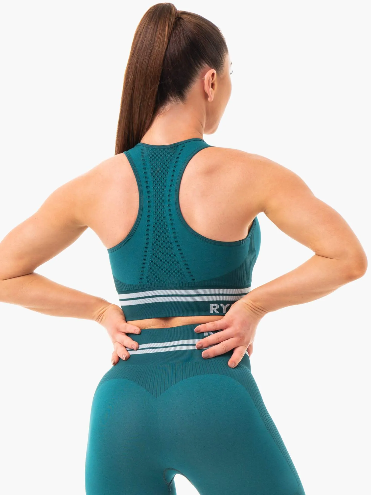 Triple stitching seams Freestyle Seamless Longline Sports Bra - Emerald Green