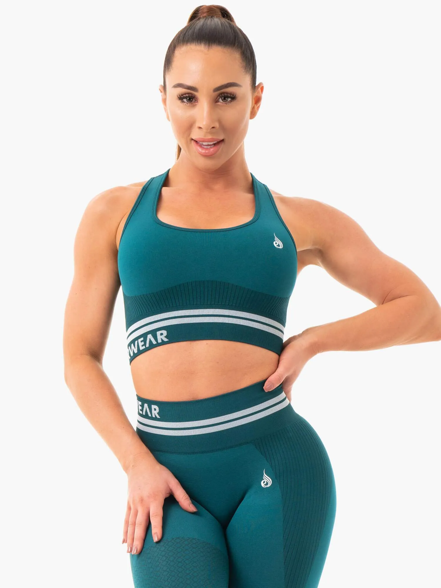 Tension Distribution Weave Freestyle Seamless Longline Sports Bra - Emerald Green