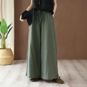 Breath Flex Women Cotton Linen Wide Leg Pants