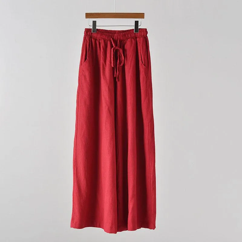Cozy Essentials Women Cotton Linen Wide Leg Pants