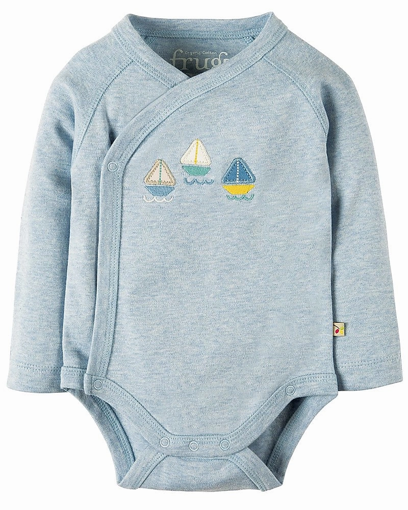 Frugi Baby Cuddly Kimono Organic Cotton Sailing Boats Bodysuit 2-Pack Cotton rich children's clothing