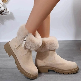 Snow Cold Adventure Warm Plush Boots Winter Fashion Side-Zipper Snow Boot For Women Outdoor Thickened Low-heeled Shoes