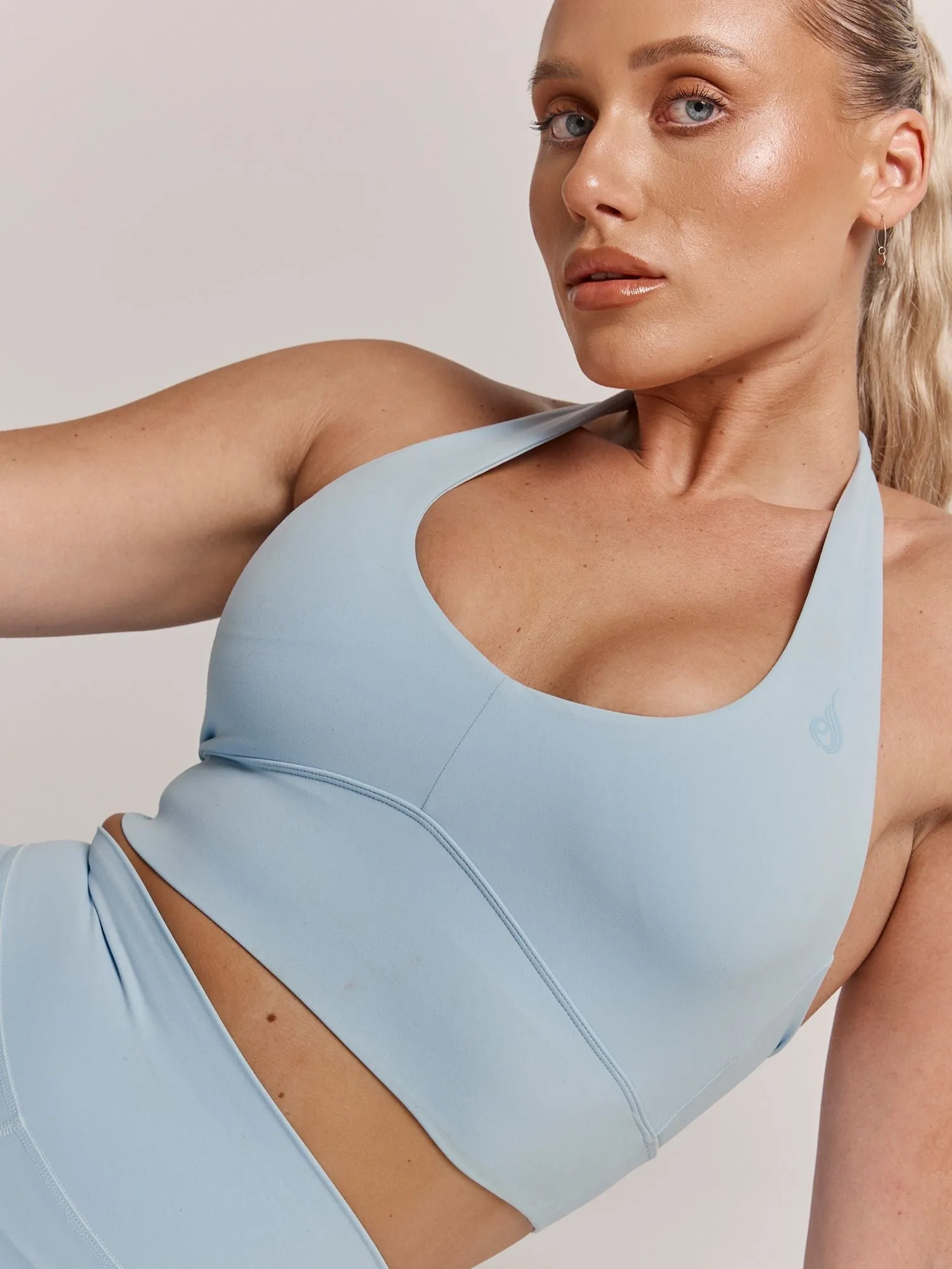 Adjustable band Comfortable Wear NKD Arch Halter Sports Bra - Baby Blue