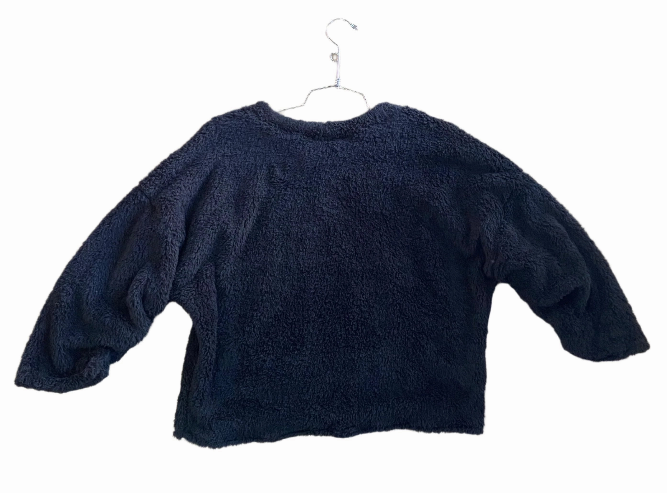 Fuzzy Long Sleeve Top - Black Active - wear Adjustable