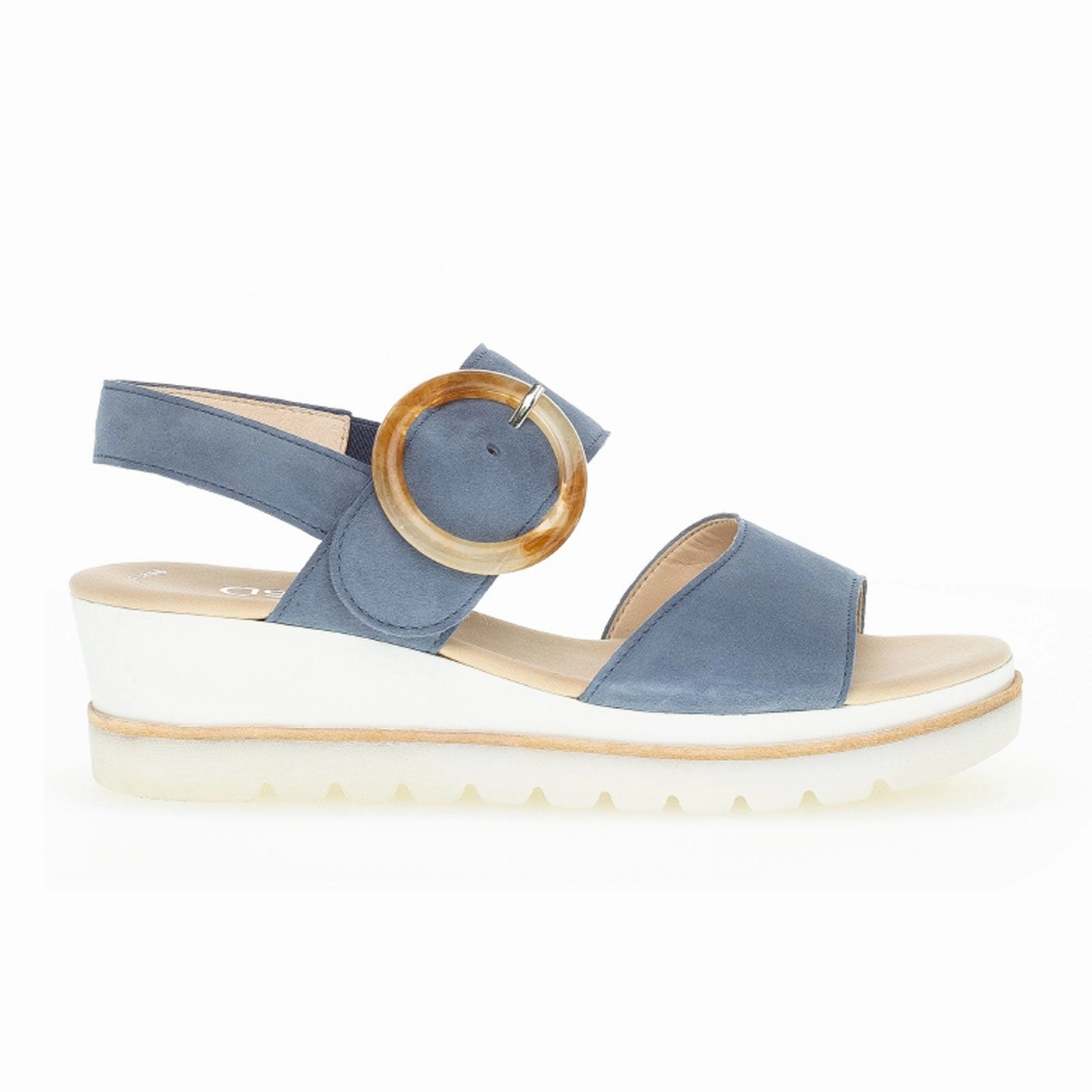 Gabor 645 Platform Wedge Sandal (Women) - Blue Leather Practical Use