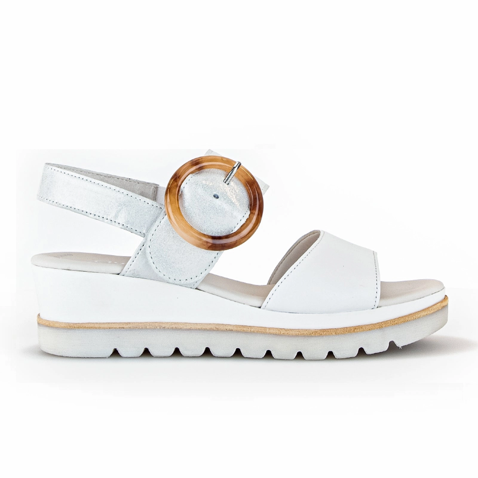 Gabor 645 Platform Wedge Sandal (Women) - Weiss/Ice Nappa Soft Step