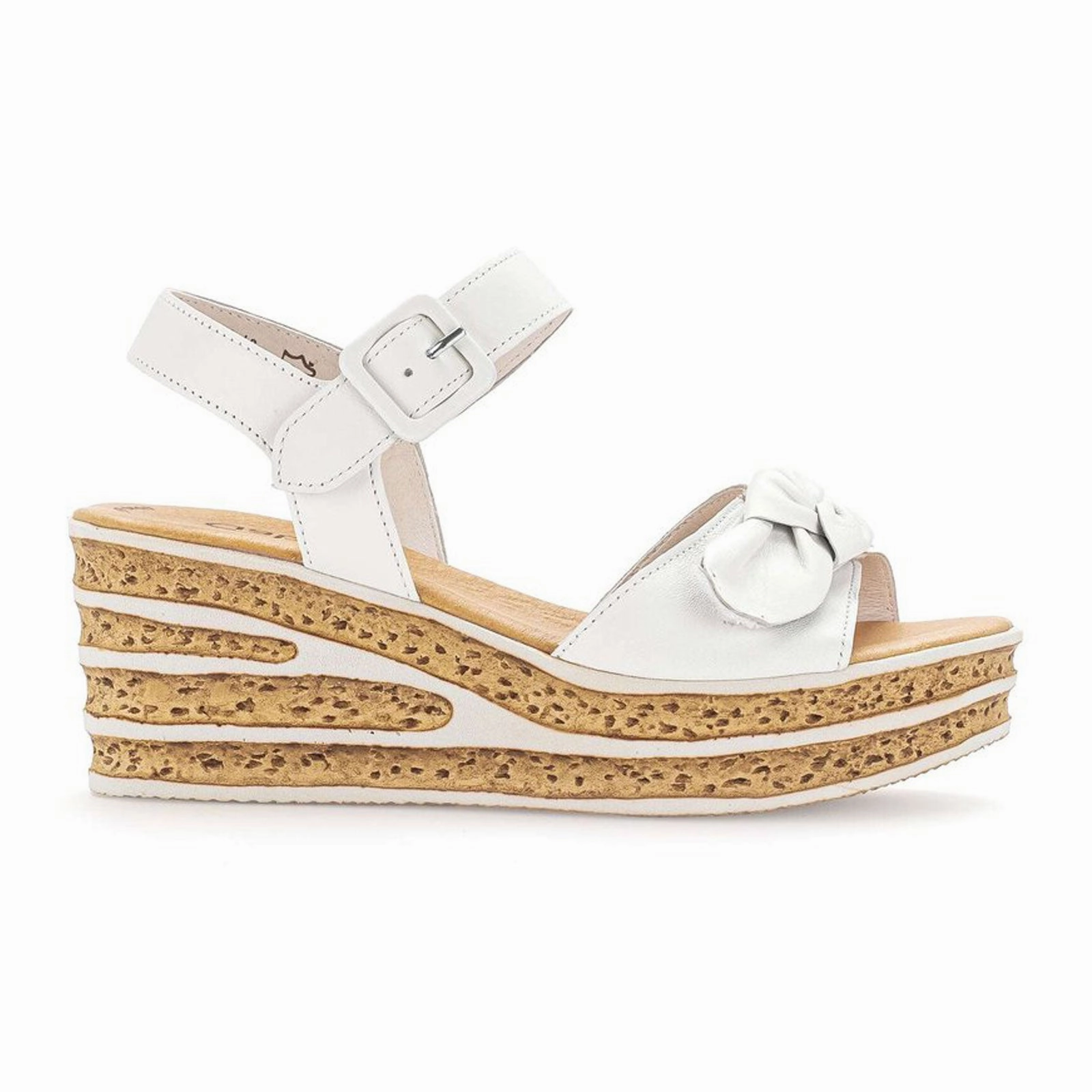Gabor 653 Platform Wedge Sandal (Women) - White Lamn/Nappa Wicking Inner Layer Trail Compatible