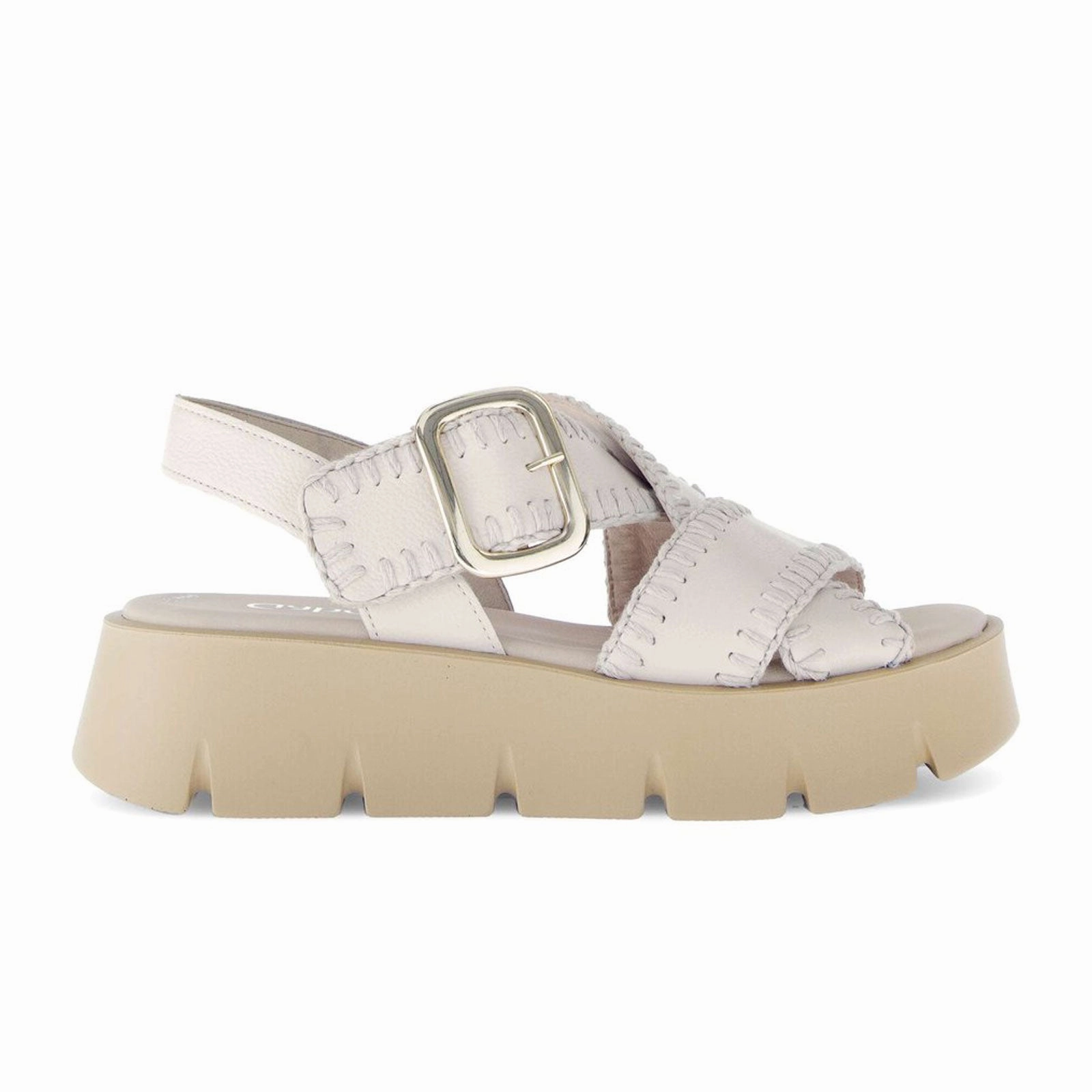 Gabor 751 Stitch Platform Backstrap Sandal (Women) - Cervo/Creme Chill Travel Footwear