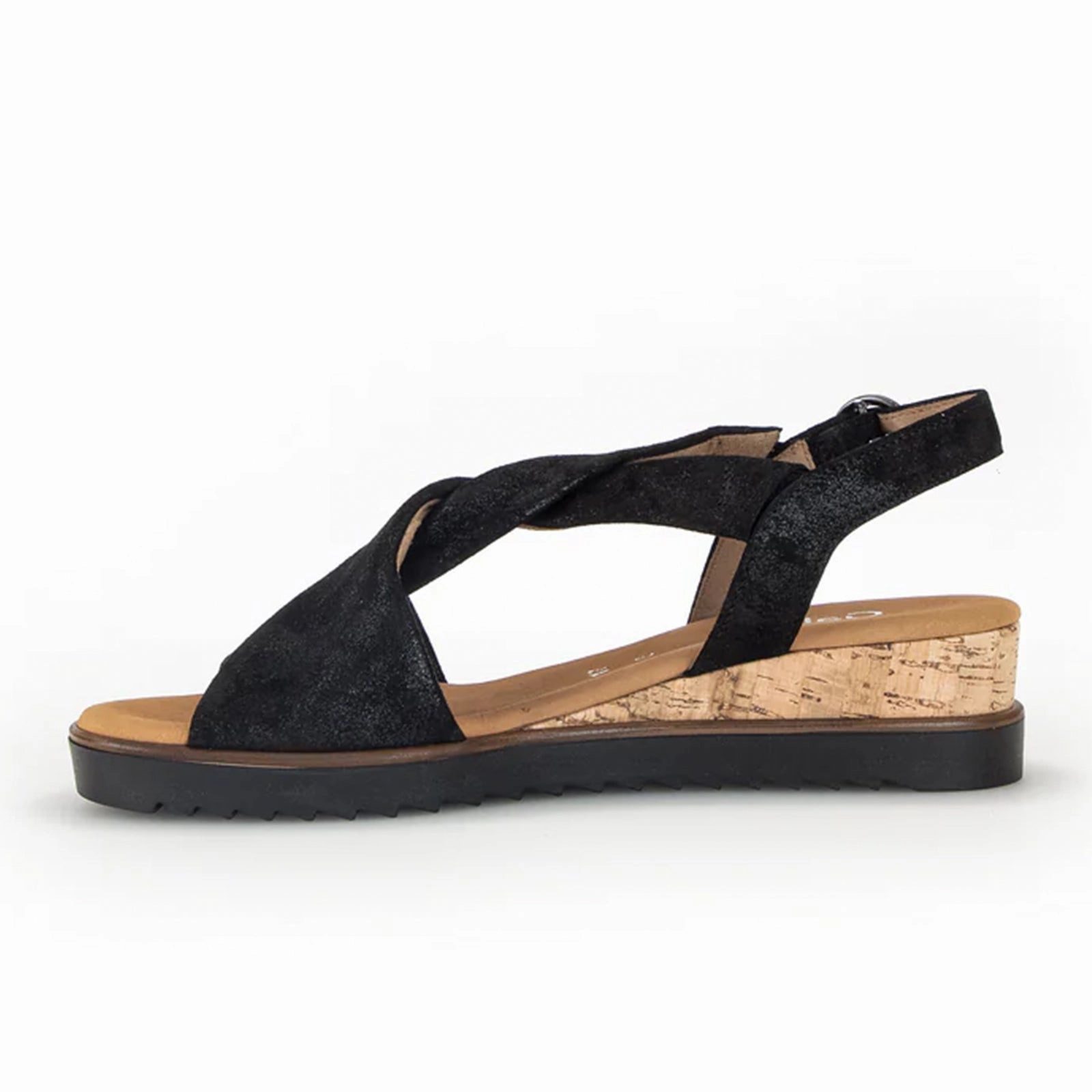 Gabor 751 Wedge Sandal (Women) - Caruso Met/Schwarz Easy Travel Sandal Comfortable Design