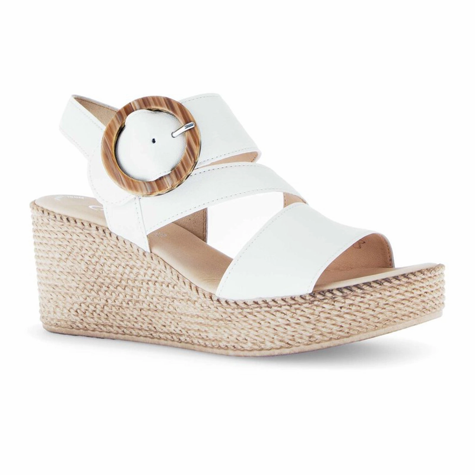 Comfortable foot wrap Summer Slide Gabor 770 Braided Wedge Sandal (Women) - Nappa Nava/Latte