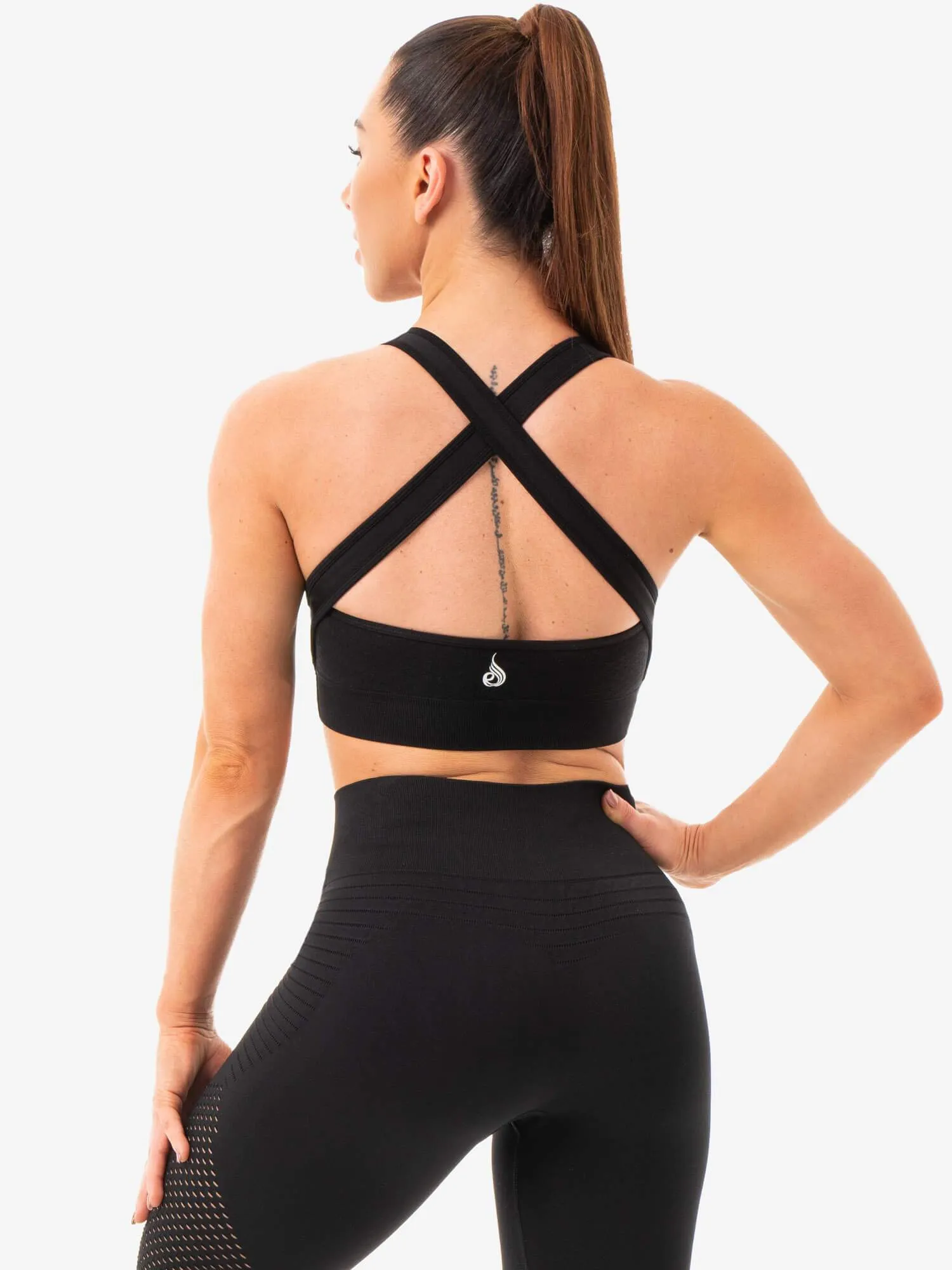 Geo Seamless Sports Bra - Black Soft Touch