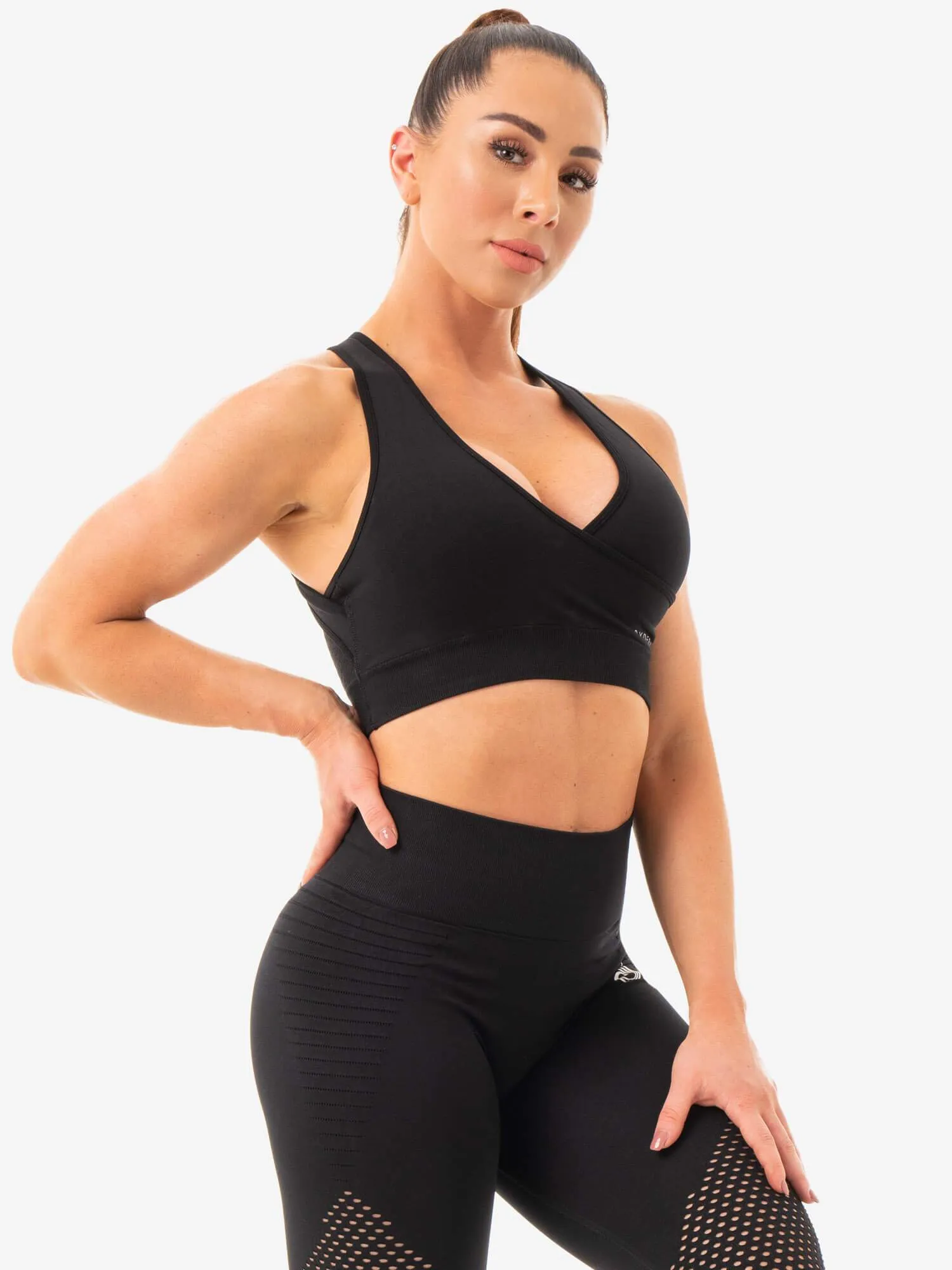 Anti-pilling professional athletes Geo Seamless Sports Bra - Black