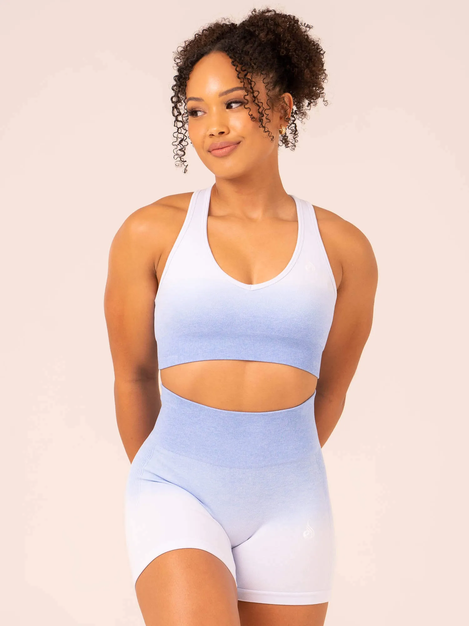 Ombre Seamless Sports Bra - Cornflower Blue Ombre Secure Design Snug Fit Technology