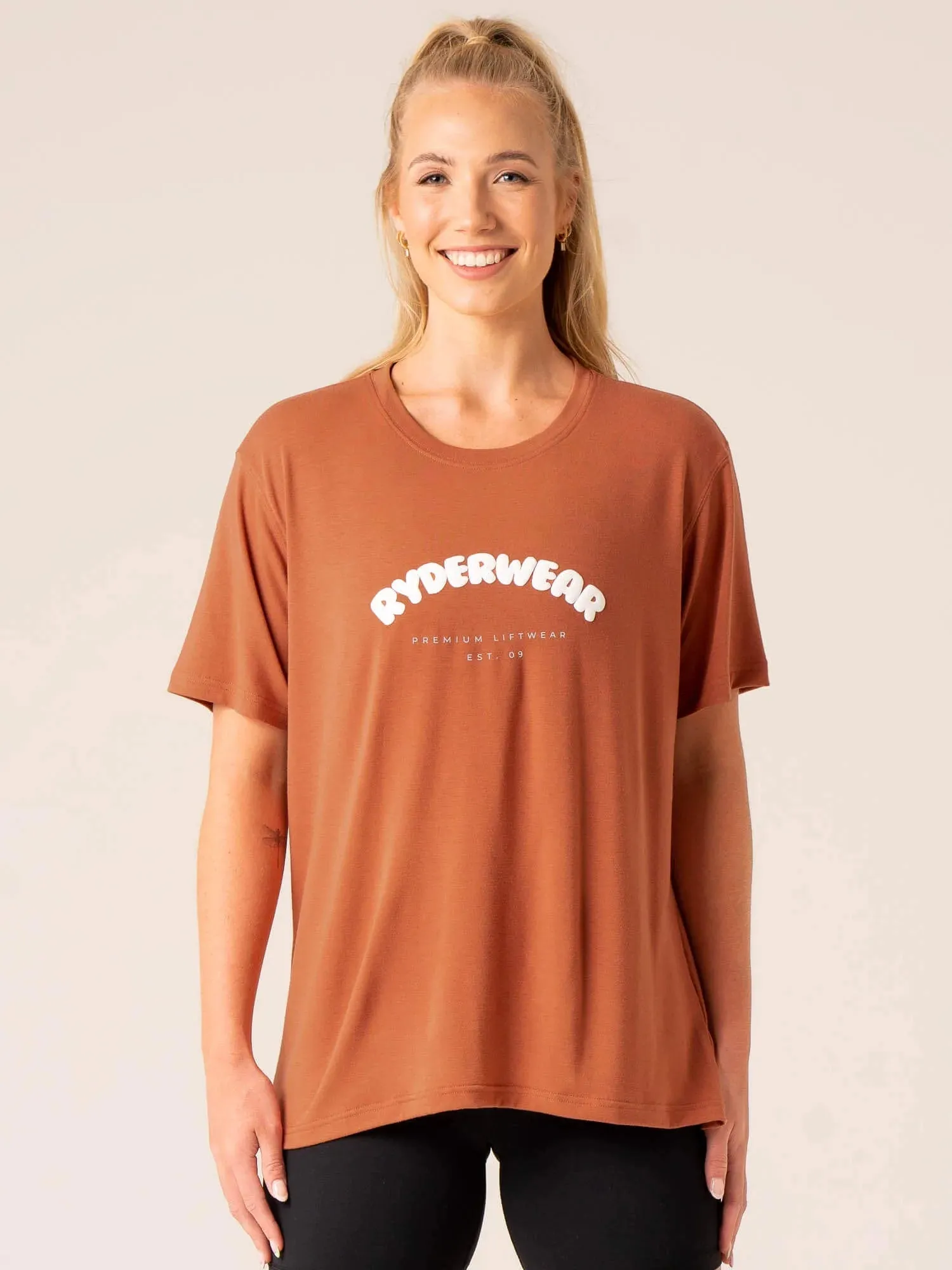 Off Side Longline T-Shirt - Mocha Fashionable Piece