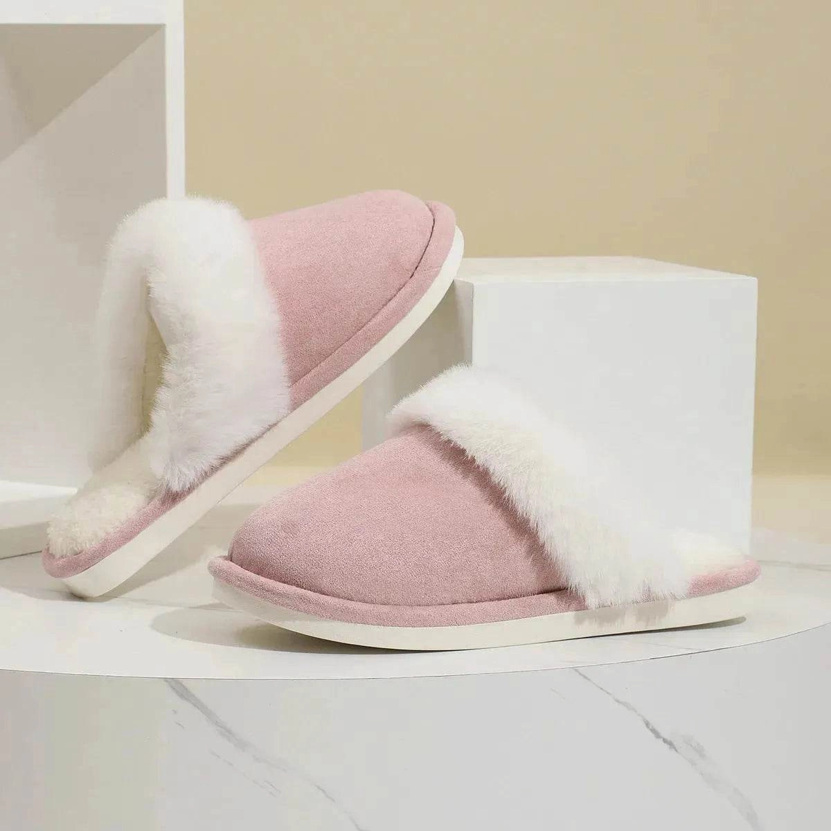 Winter Warm Plush Slippers Home Indoor Non-slip Bedroom Floor Soft Fuzzy Slipper For Couple Fashion Solid House Shoes Snow Rugged Boots