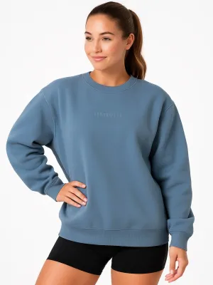 Boyfriend Pullover - Denim Blue Secure Zip Pockets HiddenStorage
