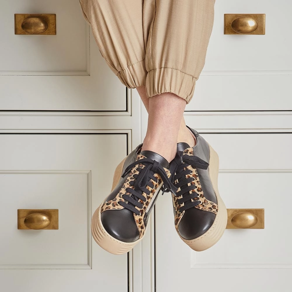 sock liner Hampton: Black Leather & Luxe Leopard