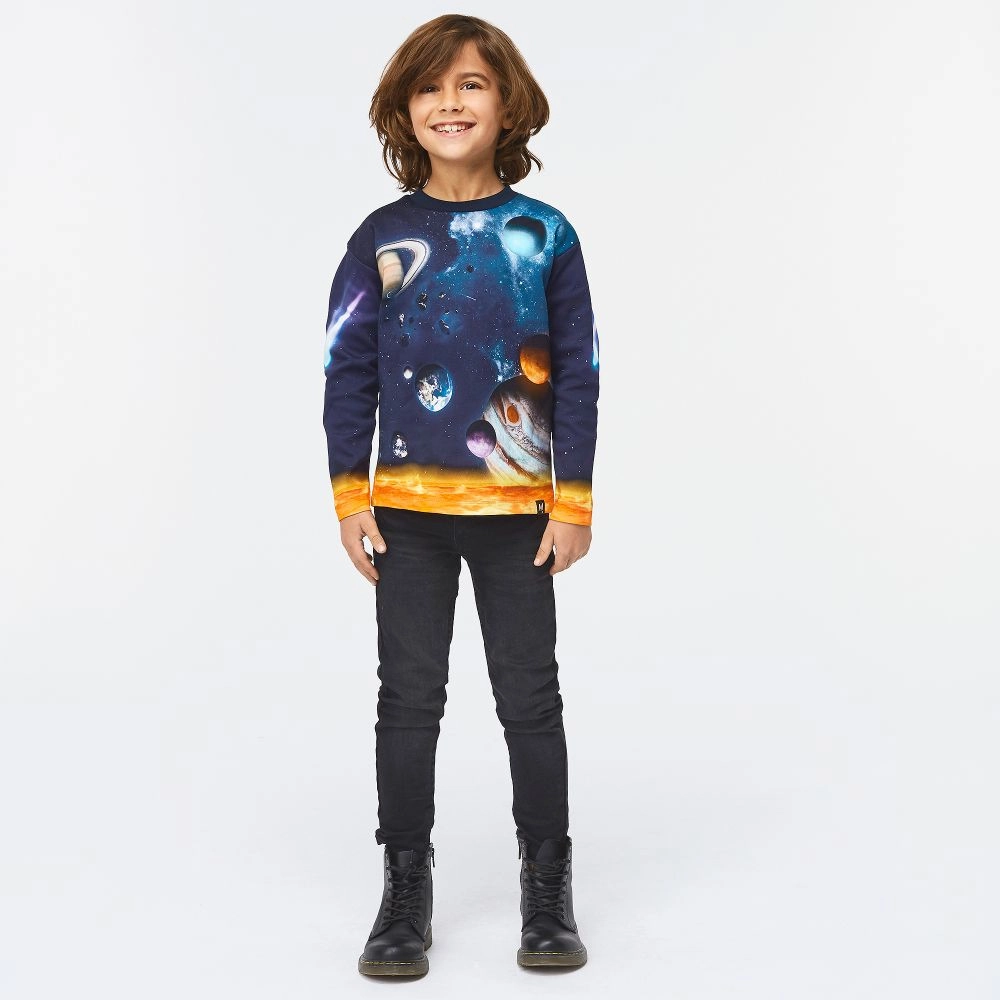 Embroidered Halloween costumes for kids Molo Kids Boy's Mountoo Sweatshirt - The Solar System