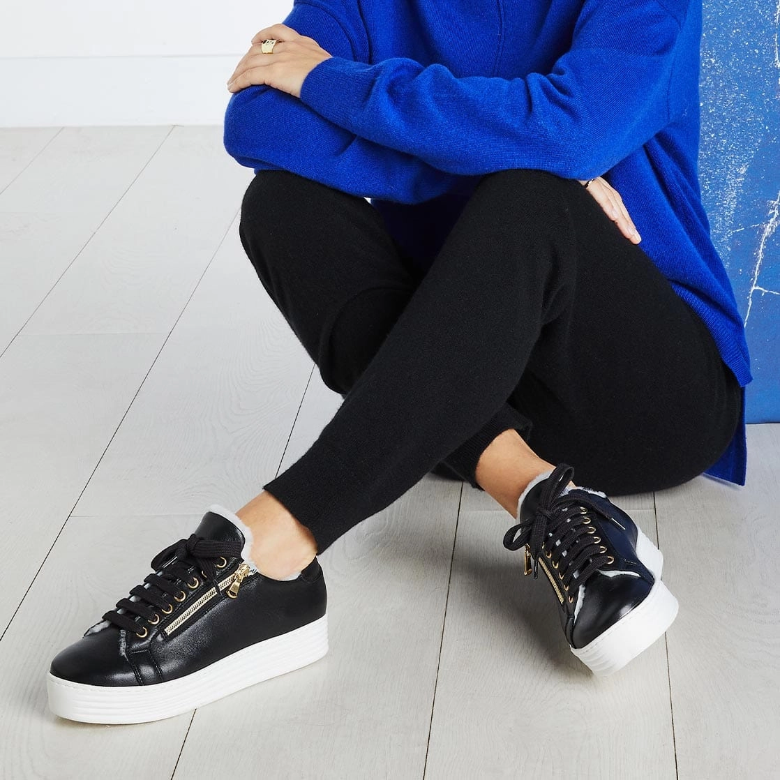 ToeBumper Reflective Detailing Harmony: Black Leather & Shearling