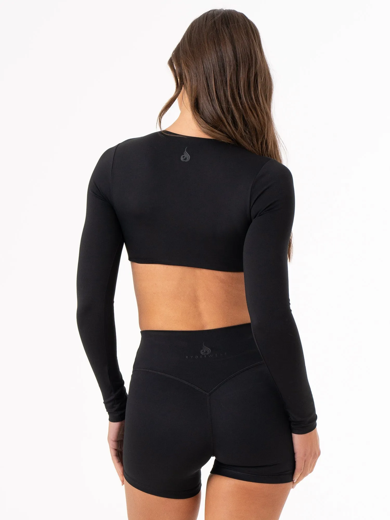 NKD Knot Long Sleeve Top - Black SeamlessConstruction