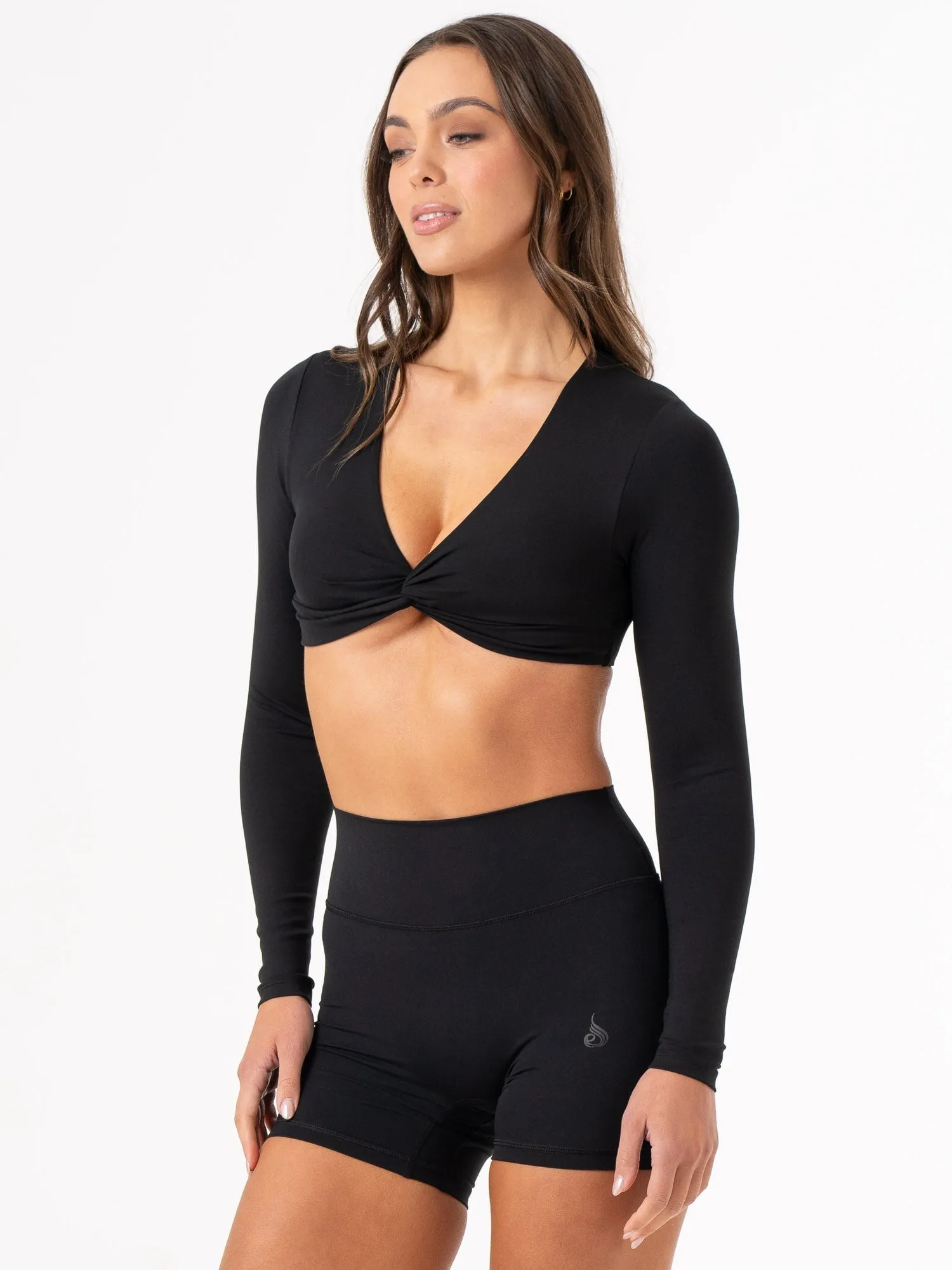 NKD Knot Long Sleeve Top - Black Anti Static Treatment