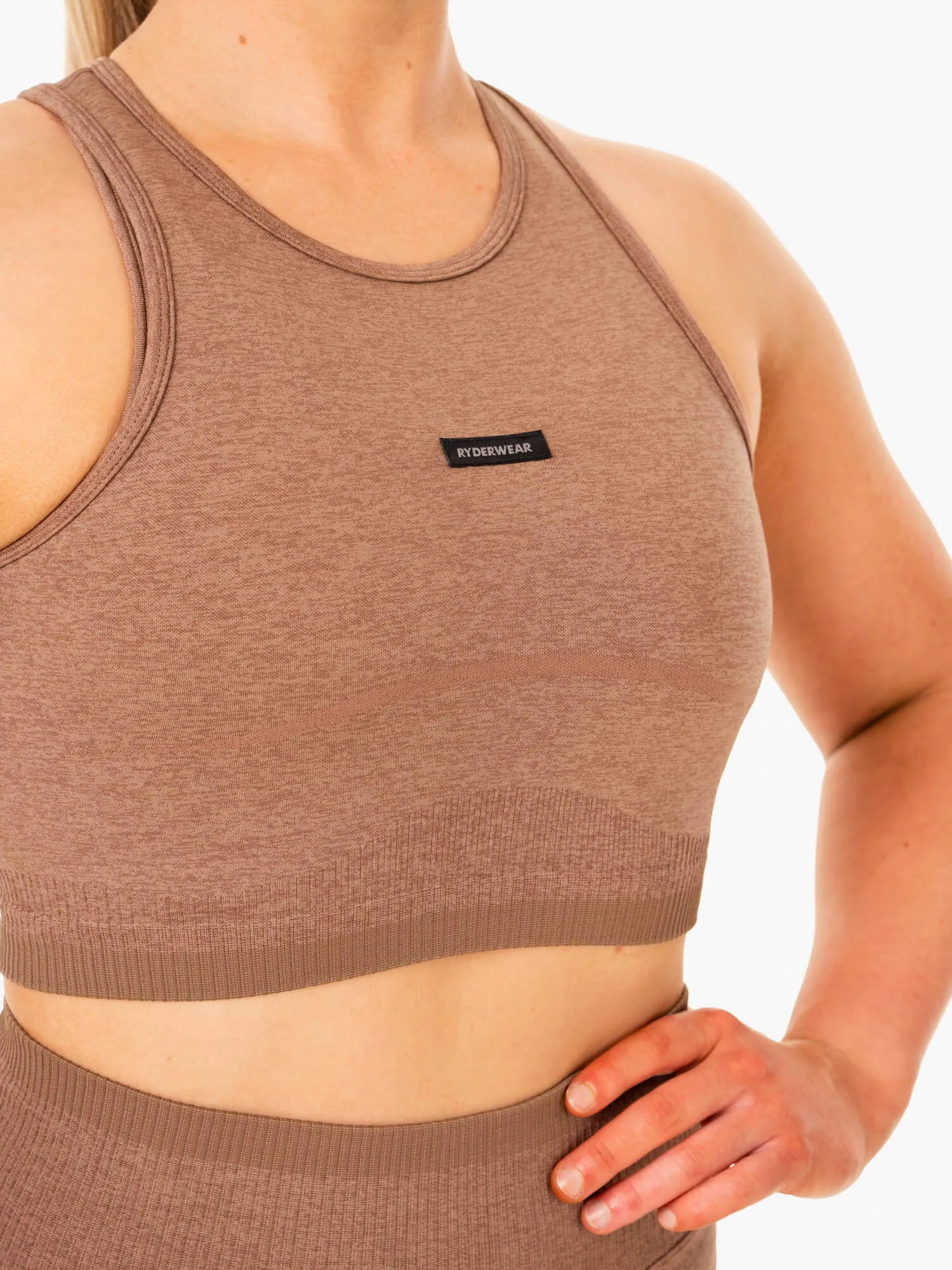 Excel Seamless Tank - Mocha Marl AdjustableHemCuffs NonFadeFinish