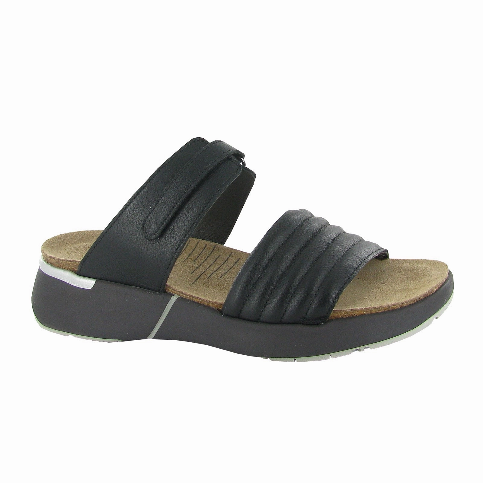 Naot Vesta Slide Sandal (Women) - Soft Black Leather Comfort air