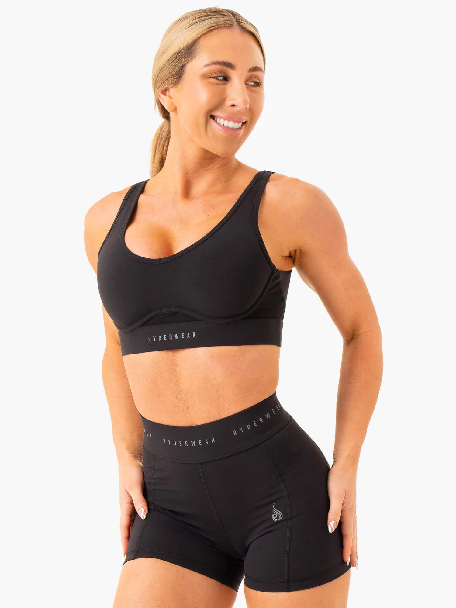 Heighten High Impact Sports Bra - Black Breathable Closure