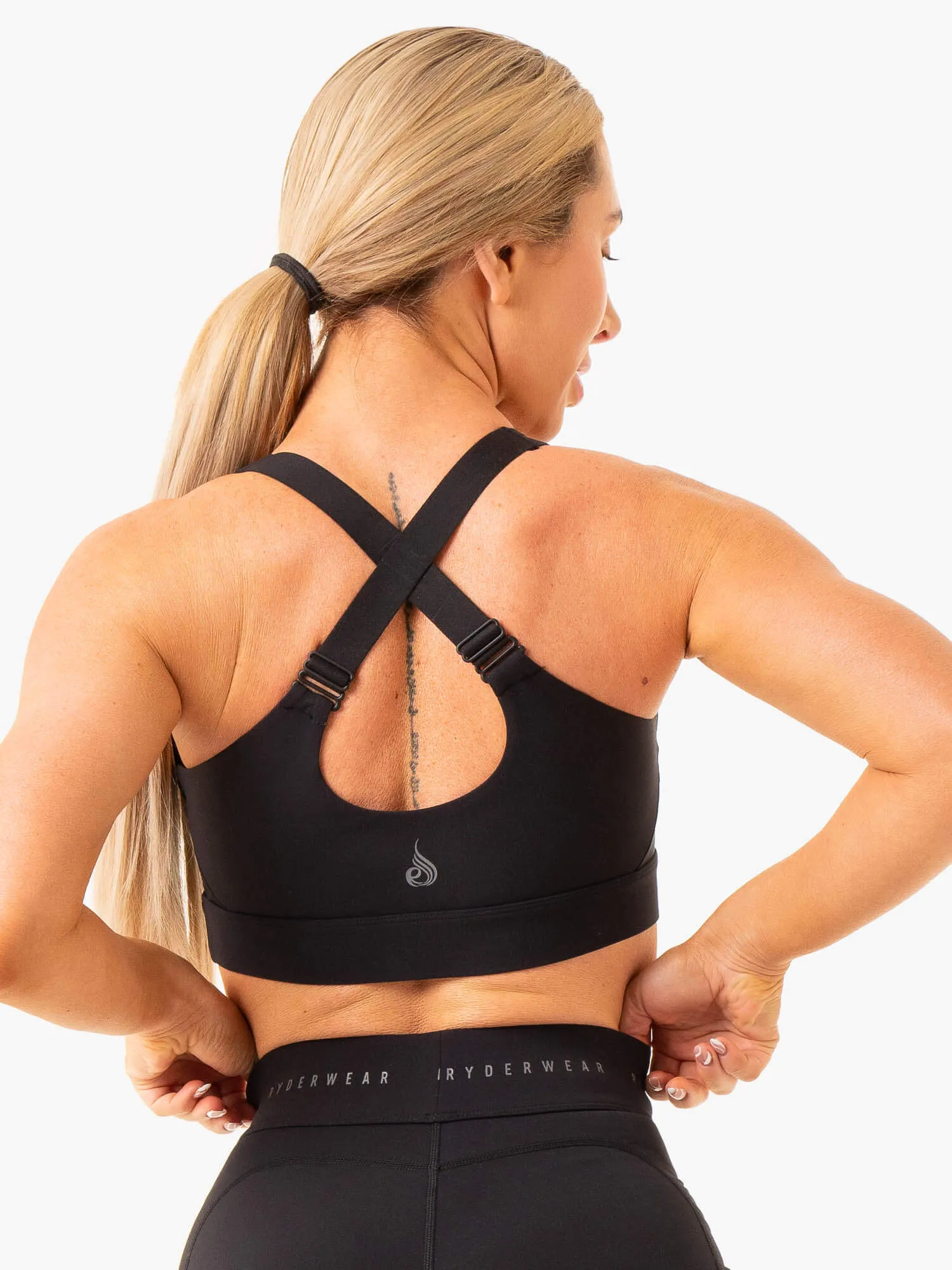 Heighten High Impact Sports Bra - Black Embroidered
