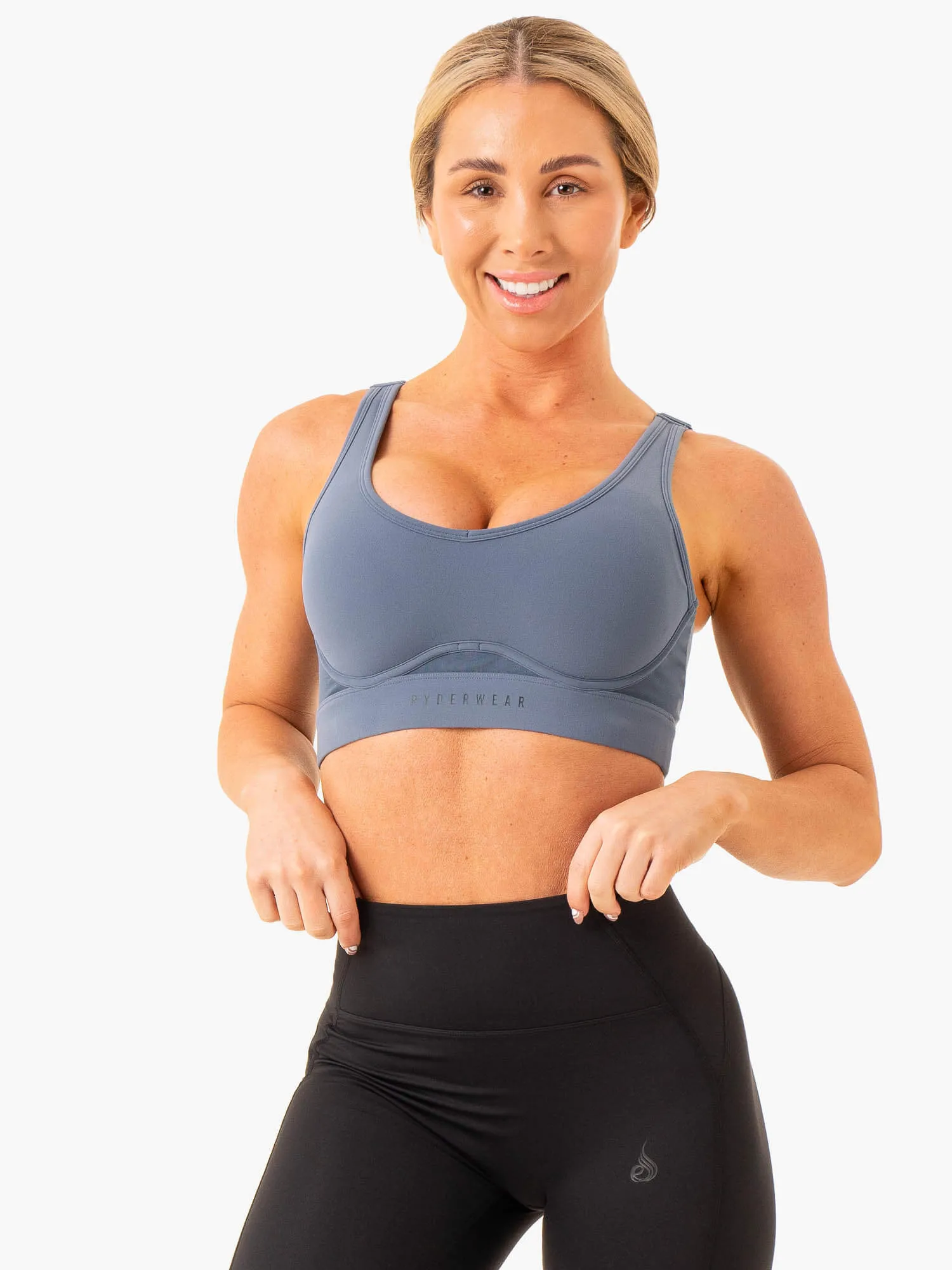 Heighten High Impact Sports Bra - Steel Blue Moisture-wicking fabric Breathable Band