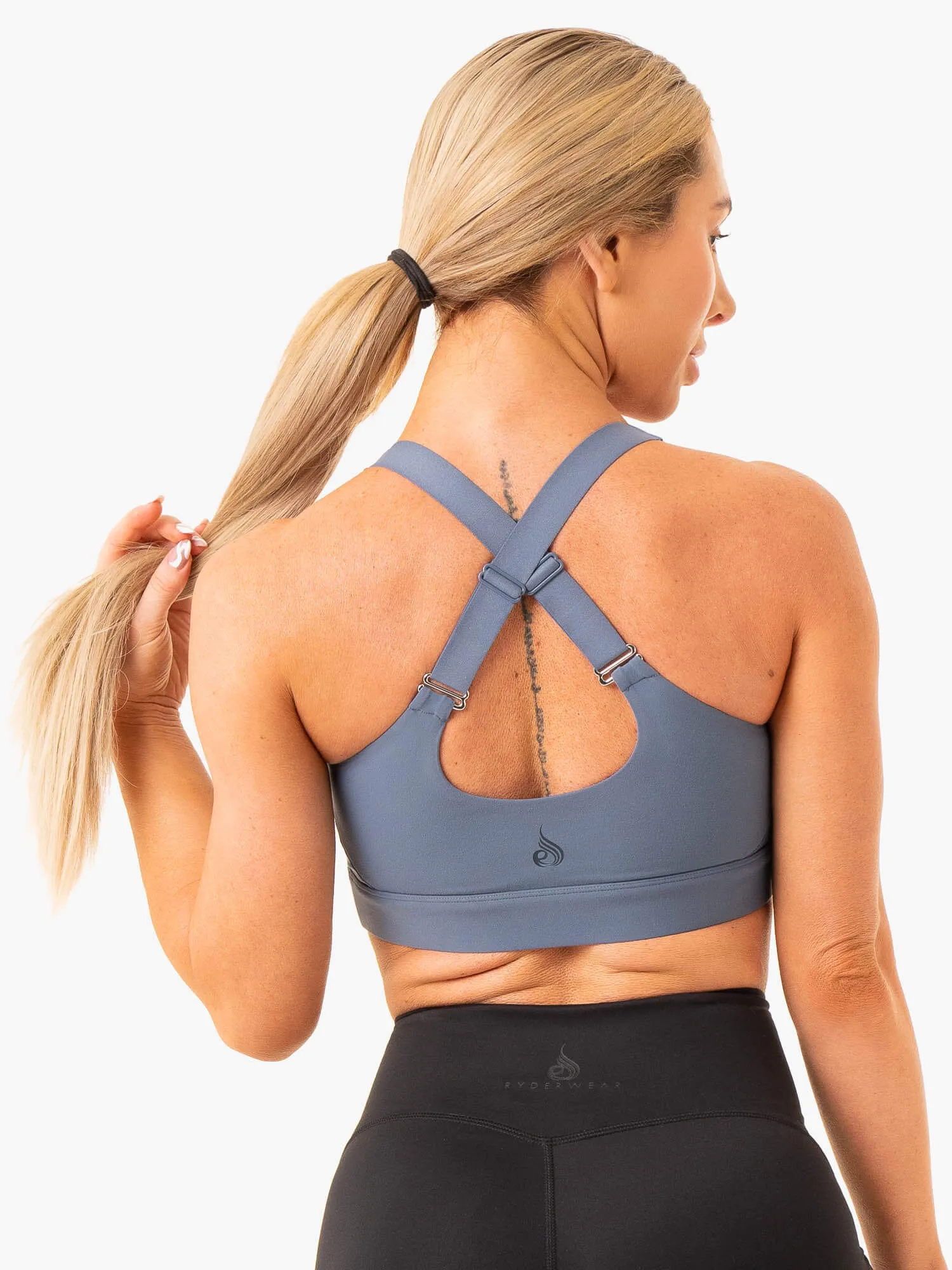 Heighten High Impact Sports Bra - Steel Blue Non-Slip Comfort Body-Shaping Fit