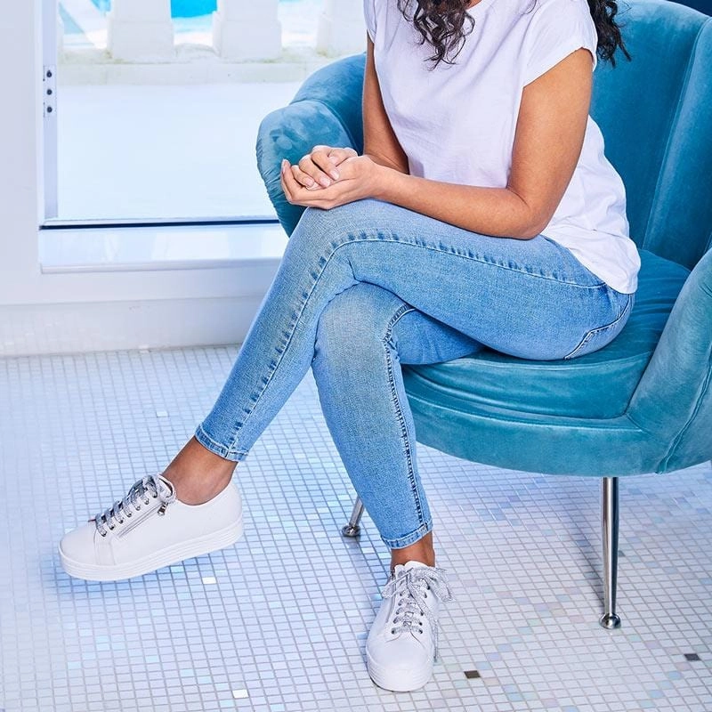 Woven Upper Technology Hygienic Footbed Coating Hero: White Leather