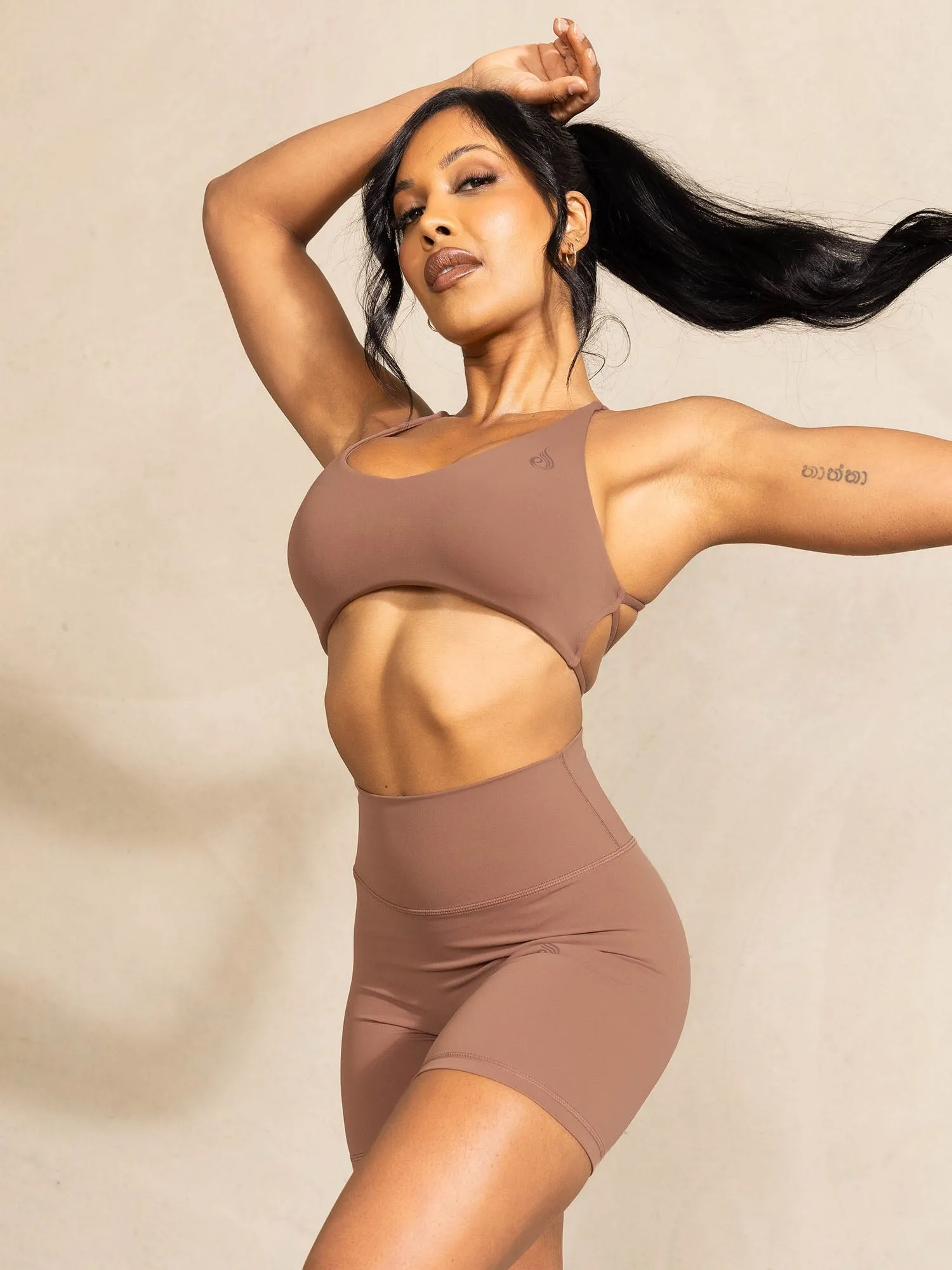 NKD Embody Sports Crop - Mocha Half-sleeved seams Hand washable