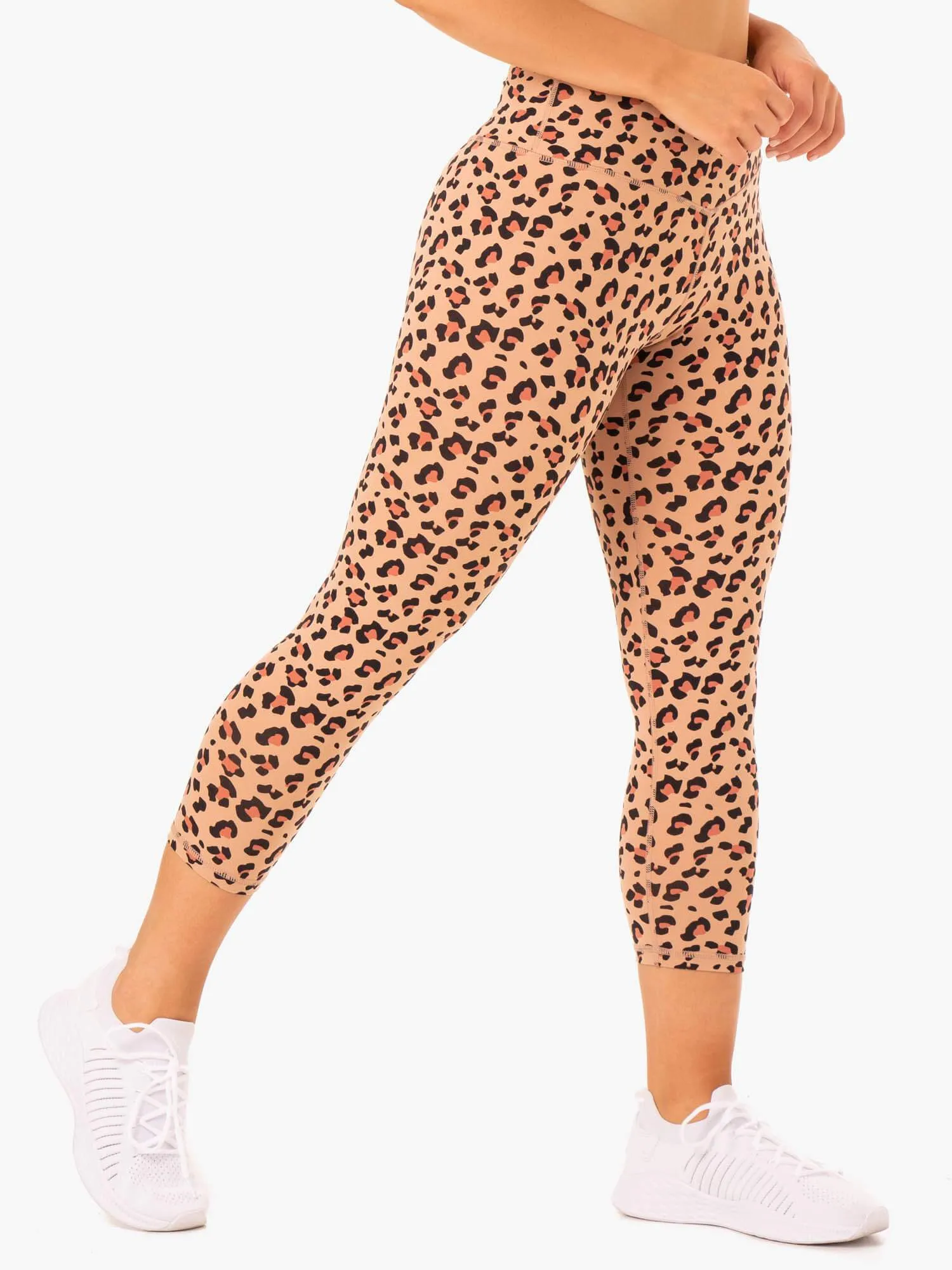 All-Day Wear Work Commute Outdoor Lover Hybrid 7/8 Leggings - Tan Leopard