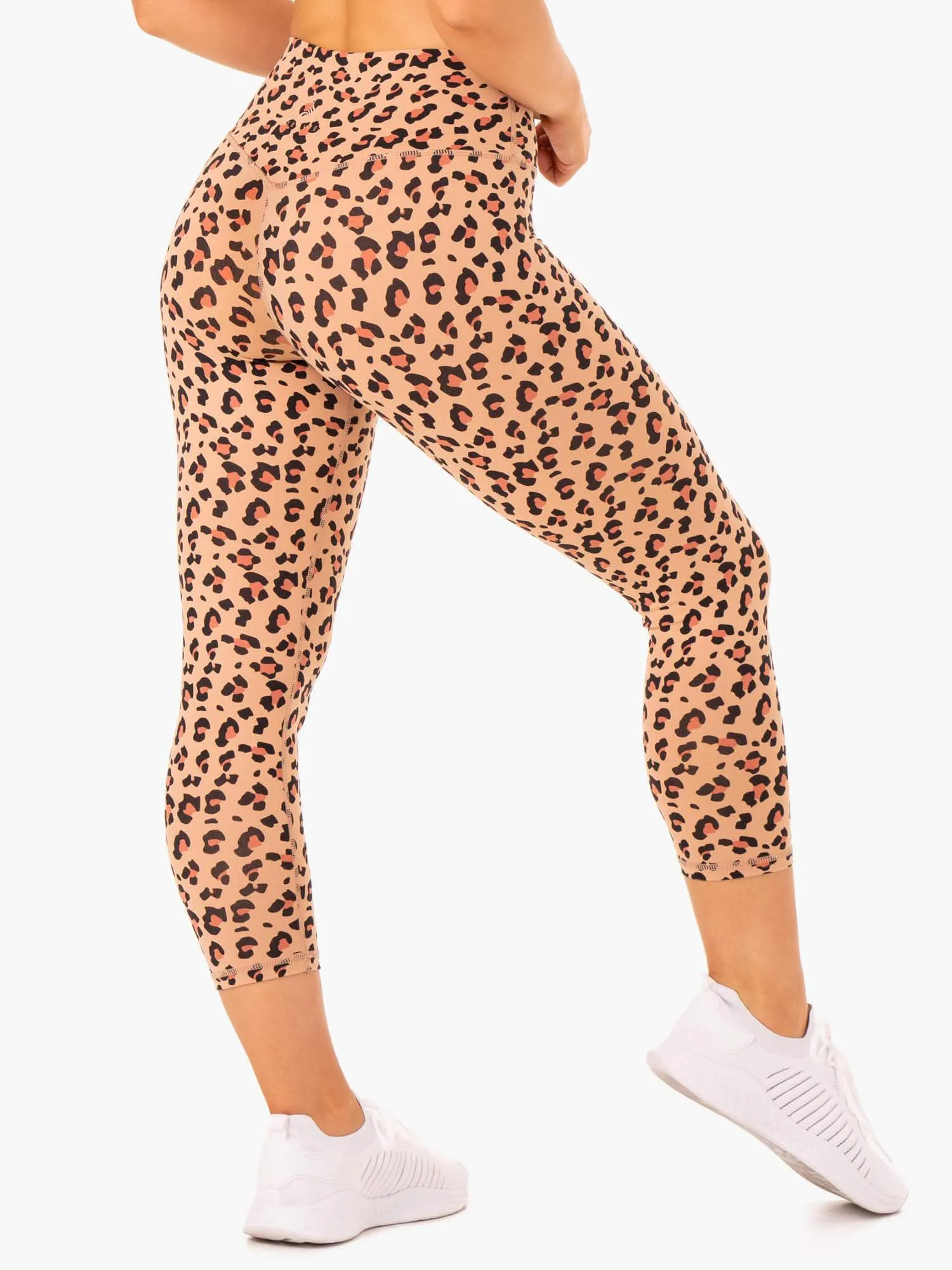 Hybrid 7/8 Leggings - Tan Leopard Light Stretch Fit Perfect for Yoga