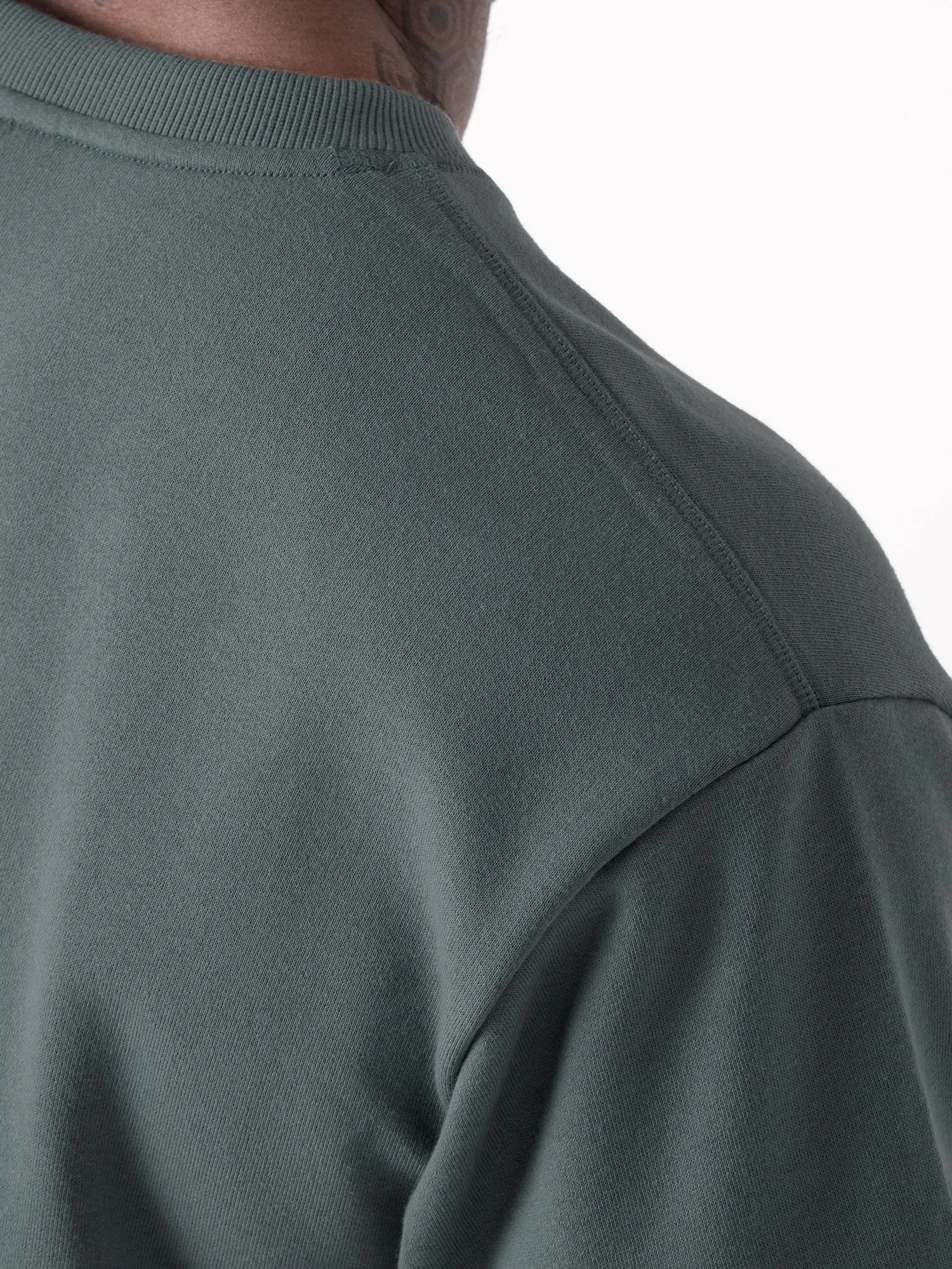 Smooth Finish Relax Mode high waisted Throwback Fleece Oversized T-Shirt - Petrol