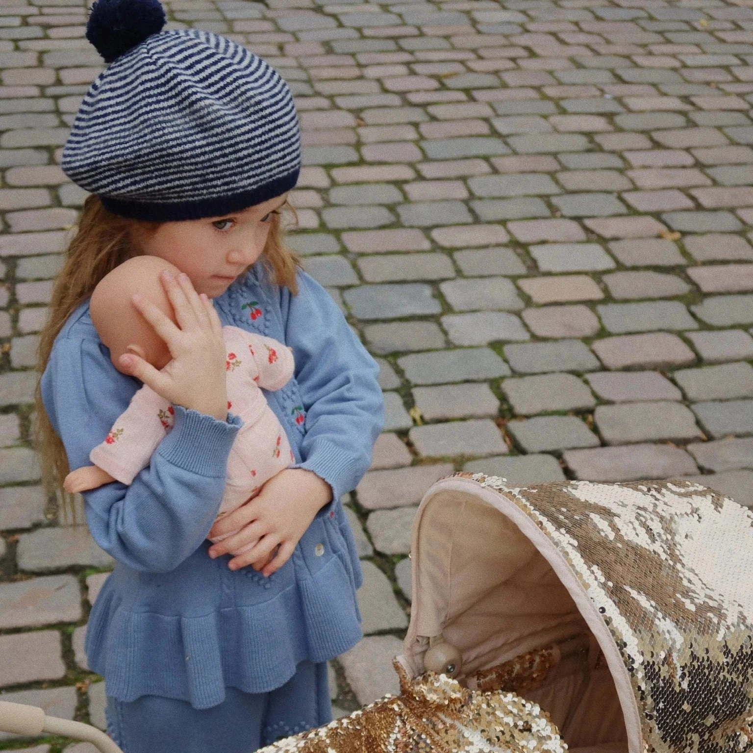 Adjustable Konges Sloejd Kids Girls Soleil Cardigan Shirt Set - Country Blue