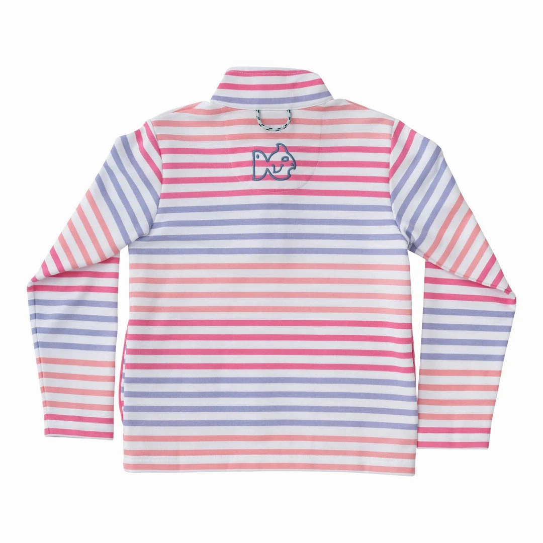 Sporty Snap Pullover in Pink Carnation Multi Stripe Safe