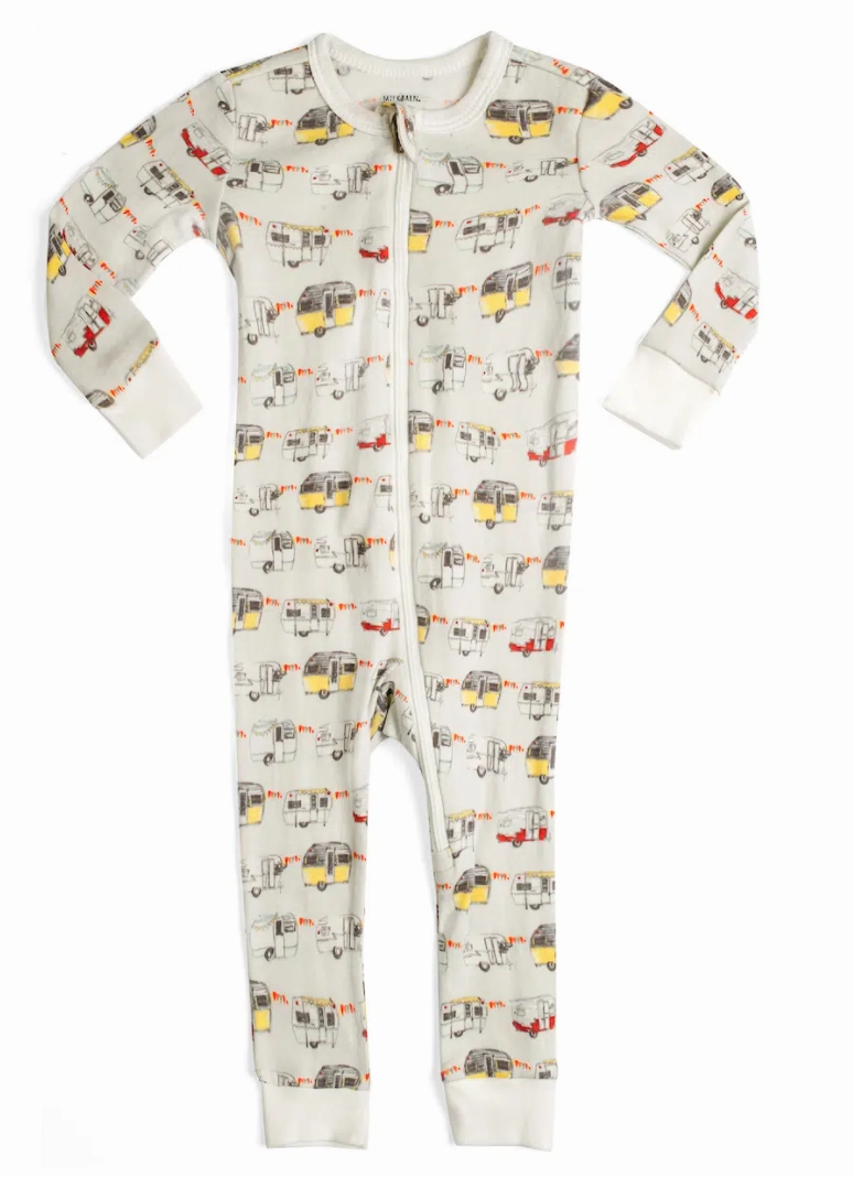 Milkbarn 38127 Zipper Pajama in Vintage Trailers Retro
