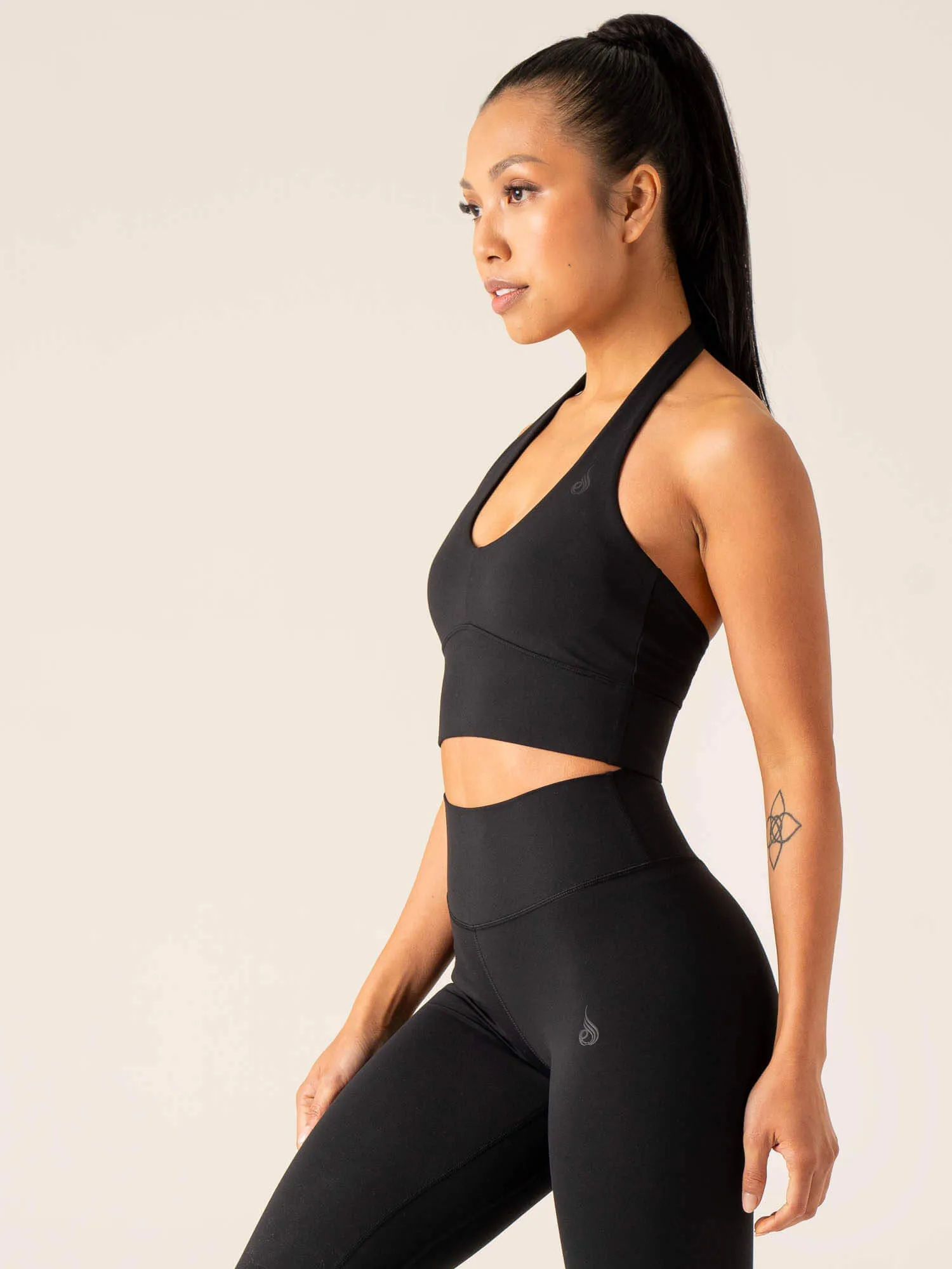 NKD Arch Halter Sports Bra - Black Smooth Lining Supportive